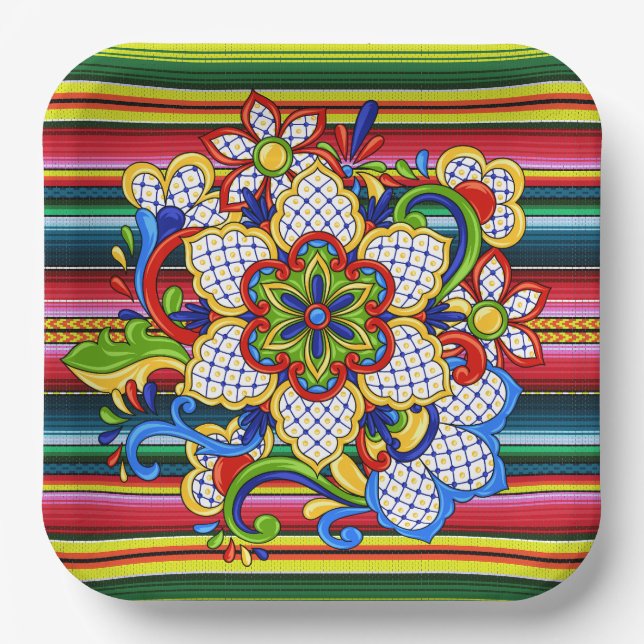 Mexikanisches Mandala Pappteller (Vorderseite)