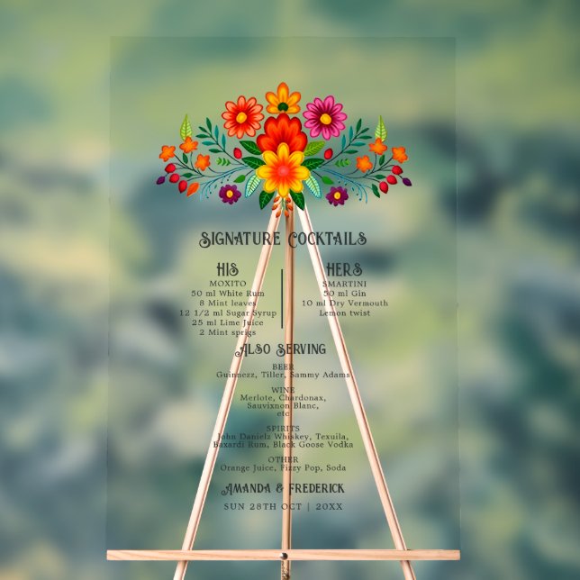 mexikanisches Menü "Folklorekunst" Acrylschild (Neutral)