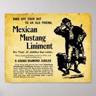Mexikanisches Mustang-Liniment-Schild Poster