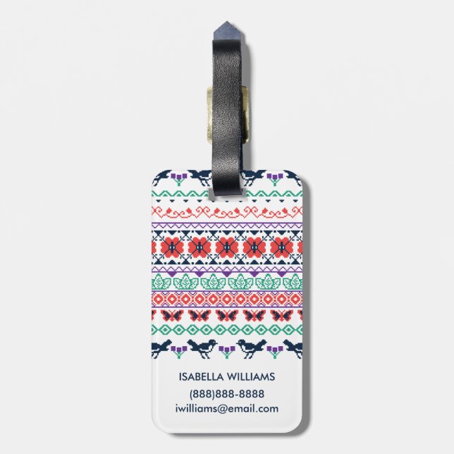Mexikanisches Muster Frida Kahlos | Gepäckanhänger (Rückseite vertikal)