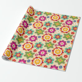 mexikanisches Muster für Blume der Volkskunst Geschenkpapier