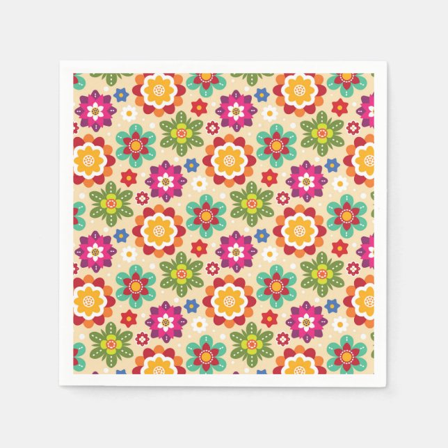 mexikanisches Muster für Blume der Volkskunst Serviette (Vorderseite)