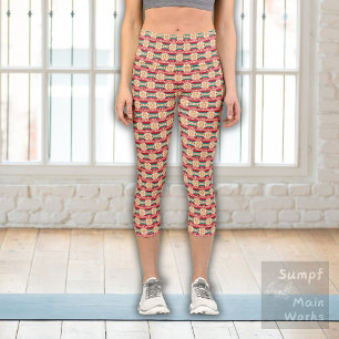 Mexikanisches Muster in Beige und Rot Capri Leggings