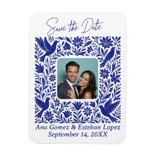 Mexikanisches Otomí-Floral-Border-Save the Date-Fo Magnet