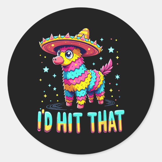 Mexikanisches Party Pinatas ich würde treffen, das Runder Aufkleber (Vorderseite)