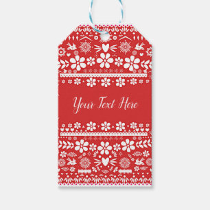 Mexikanisches Picado Rot-Weiß-Papier Hochzeit Geschenkanhänger