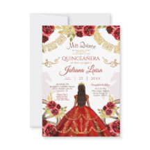 Mexikanisches Quinceañera Rotes Gold Charra Pferde