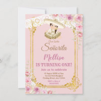 Mexikanisches Rosa und Gold Girl Fiesta Geburtstag