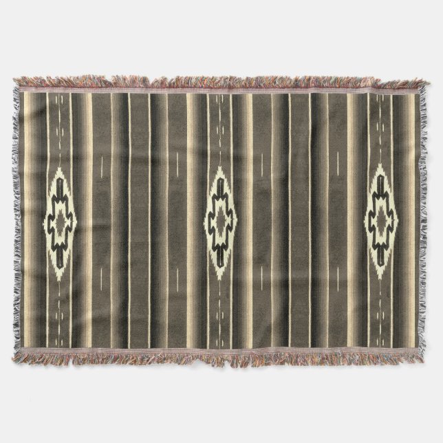 Mexikanisches Sarape-Muster in Sepia-Farben Decke (Vorderseite)