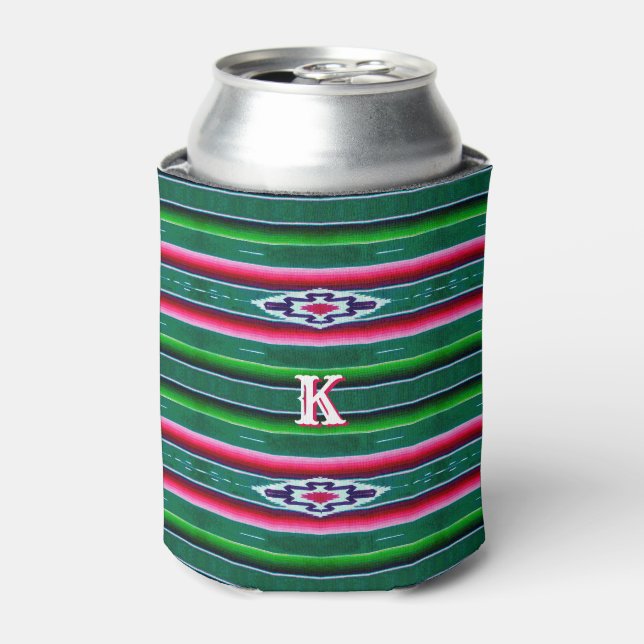 Mexikanisches Sarapusmuster mit Monogramm Dosenkühler (Kanne Vorderseite)