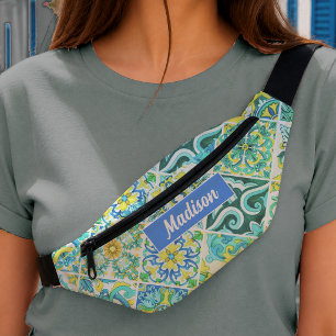 Mexikanisches Sizilianisches Aqua-Mint-Fliesenmust Bauchtasche