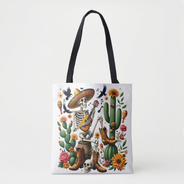 mexikanisches Skelett, das Gitarre spielt Tasche (Vorderseite)