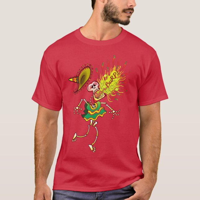 Mexikanisches Skelett, das heiße T-Shirt (Vorderseite)