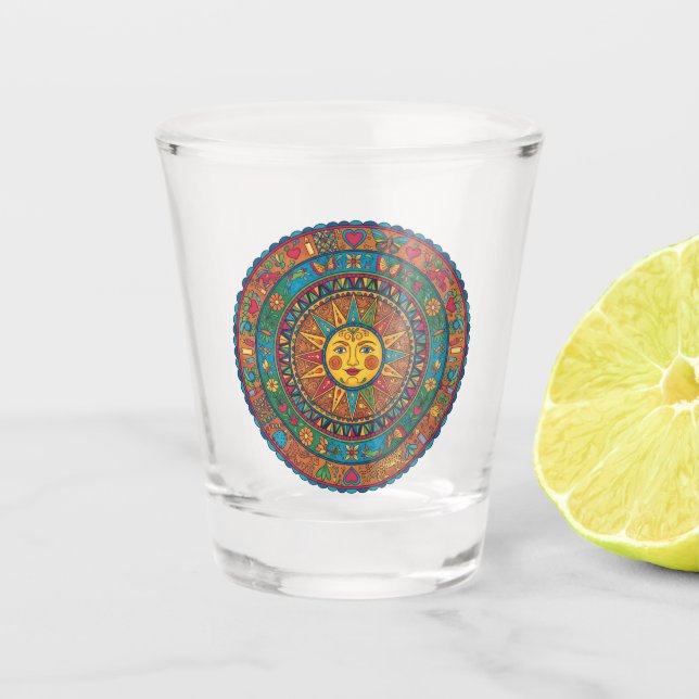 mexikanisches Sonnenmagnet Schnapsglas (Vorderseite)