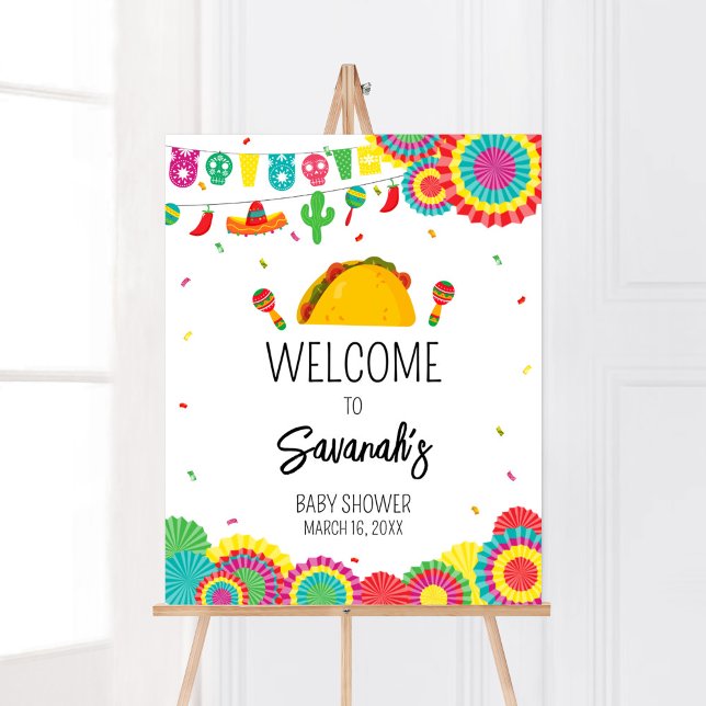 mexikanisches Taco 'Bout A Baby Welcome Poster (Cinco de Mayo Baby Shower Welcome Sign)