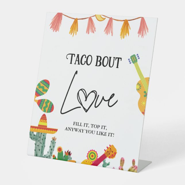 Mexikanisches Taco über Liebe Kaktus Taco Bar Sign Sockelschild (Vorderseite)