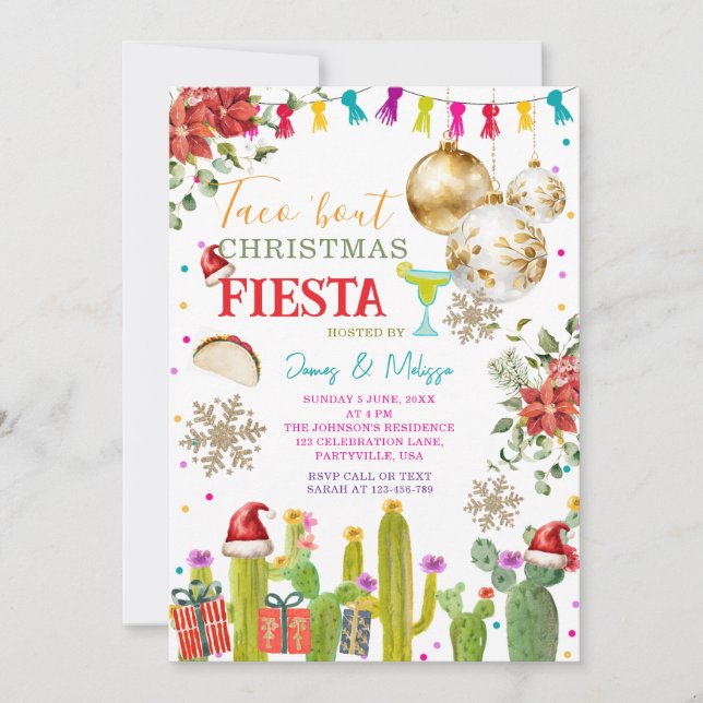 Mexikanisches Taco über Weihnachten-Fiesta-Feierta Einladung (Vorderseite)