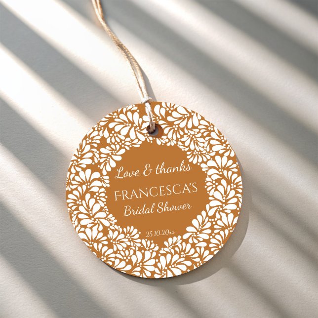 Mexikanisches Talavera-Terracotta-Brautparty zu Gu Geschenkanhänger (Mexican talavera terracotta bridal shower favors personalized favor tags vintage folk art favor tags)