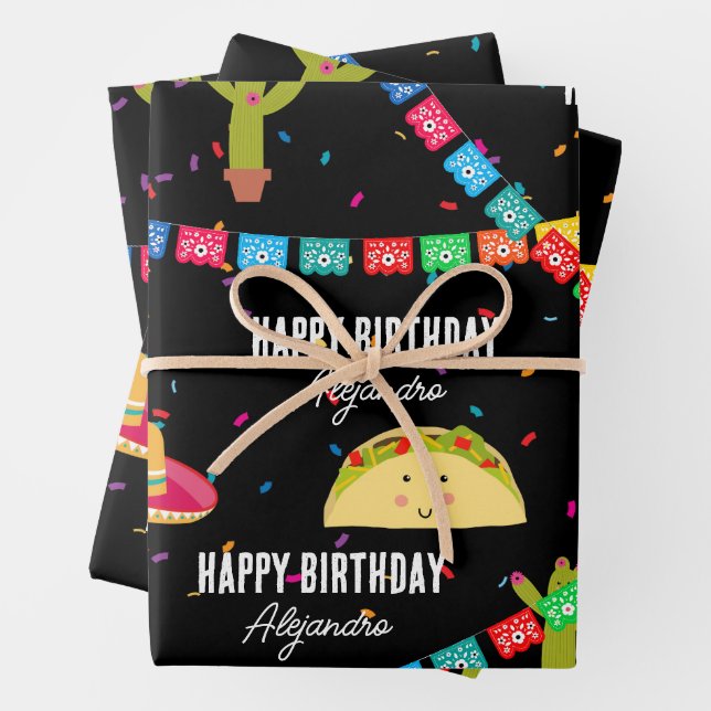 Mexikanisches Thema Fiesta - Taco Bout a Birthday  Geschenkpapier Set (Beispiel)