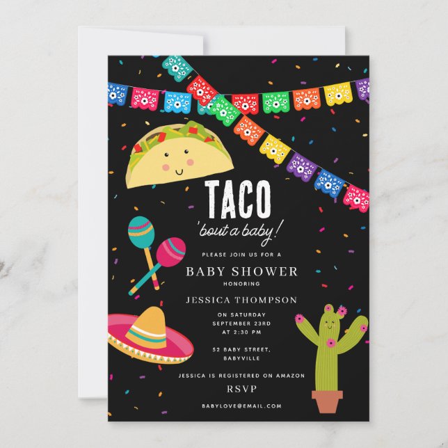 Mexikanisches Thema Fiesta - Taco Bout eine Babydu Einladung (Vorderseite)