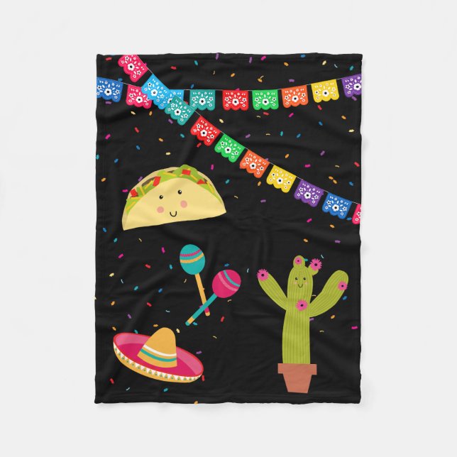mexikanisches Thema Niedliches farbenfrohes Sommer Fleecedecke (Vorderseite)