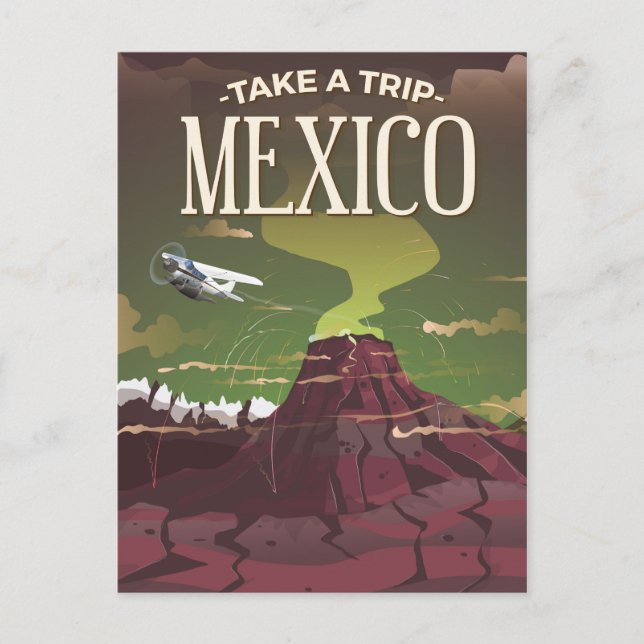 Mexikanisches Volcano-Vintage-Reiseplakat Postkarte (Vorderseite)