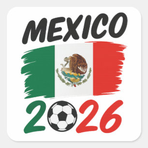 Mexiko 2026 Fußball Fan Design mit Fußball Quadratischer Aufkleber