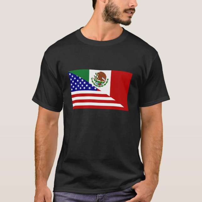 Mexiko-amerikanische Flagge. Glückliches Cinco De T-Shirt (Vorderseite)