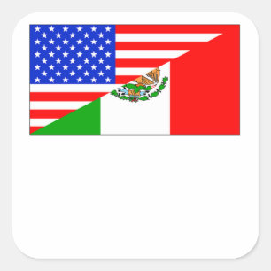 Mexiko-amerikanische Flagge Quadratischer Aufkleber