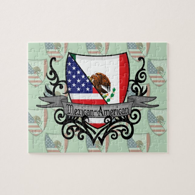 Mexiko-amerikanische Schild-Flagge (Horizontal)