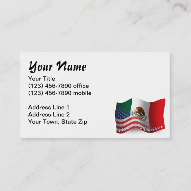 Mexiko-amerikanische wellenartig bewegende Flagge Visitenkarte (Vorderseite)