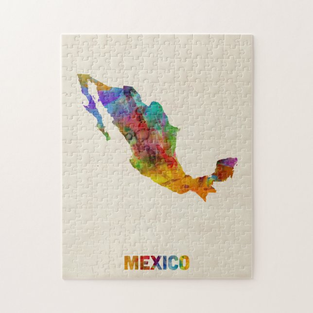 Mexiko-Aquarell-Karte (Vertikal)