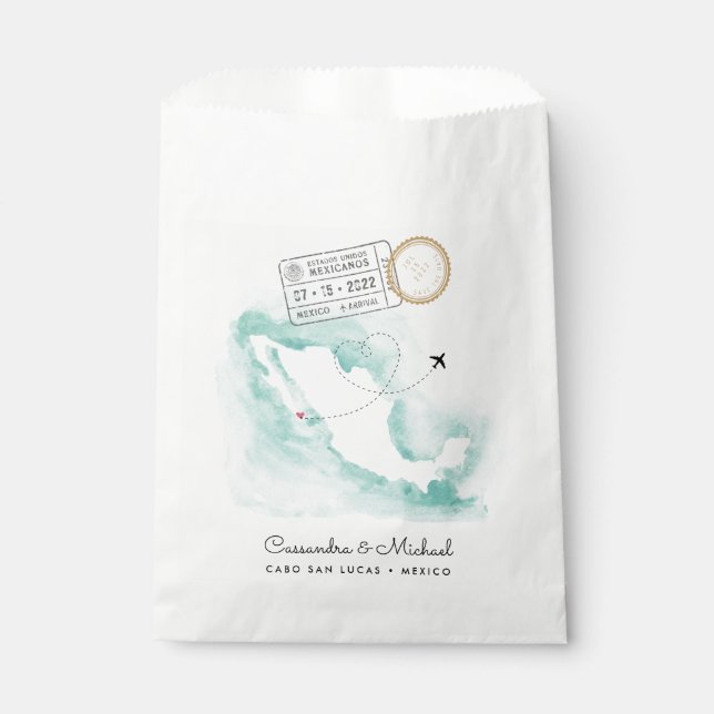 Mexiko Aquarellkarte | Cabo | HOCHZEIT IN URLAUBSO Geschenktütchen (Vorderseite)