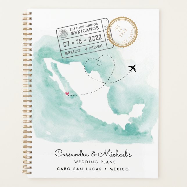 Mexiko Aquarellkarte | Cabo | HOCHZEIT IN URLAUBSO Planer (Vorderseite)