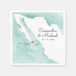 Mexiko Aquarellkarte | Cabo | HOCHZEIT IN URLAUBSO Serviette