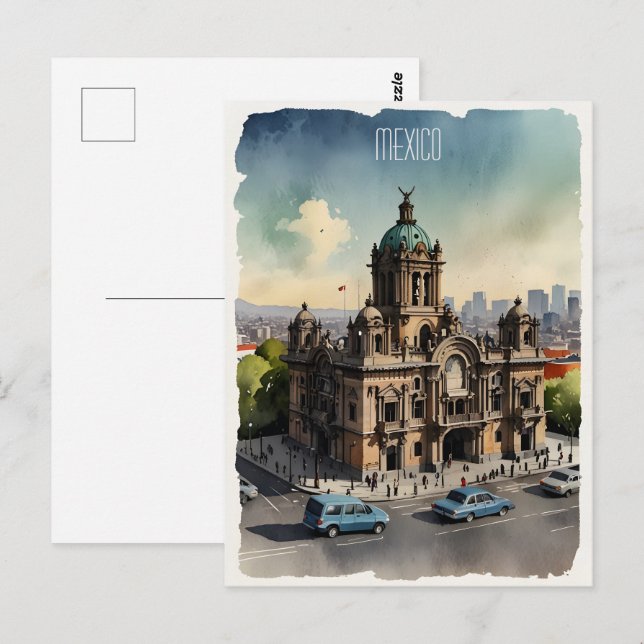 Mexiko Aquarellkunst Postkarte (Vorne/Hinten)