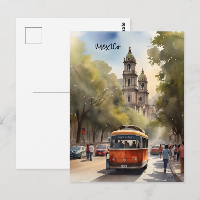 Mexiko Aquarellkunst Postkarte (Vorne/Hinten)