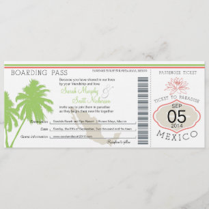 Mexiko-Boarding-Durchlauf-Hochzeit in Urlaubsort Einladung