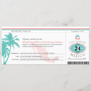 Mexiko Boarding Pass Wedding Einladung