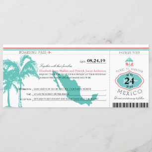 Mexiko Boarding Pass Wedding Einladung