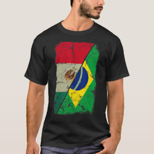 Mexiko-Brasilien-Flagge gemeinsam gemischte Famili T-Shirt