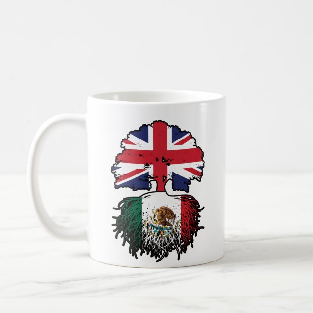Mexiko - Britisch-britisches Tree Roots-Flag Kaffeetasse (Links)
