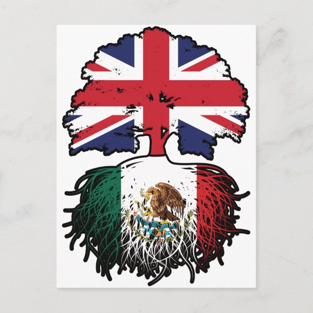 Mexiko - Britisch-britisches Tree Roots-Flag Postkarte (Vorderseite)