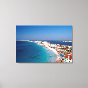 Mexiko, Cancun, Luftaufnahme der Hotels Leinwanddruck