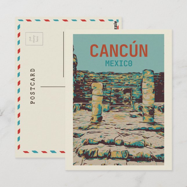 Mexiko, Cancún, Quintana Roo, Yucatán, Maya-Ruinen Postkarte (Vorne/Hinten)