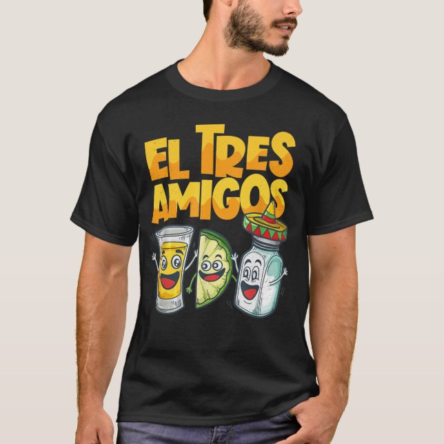 Mexiko Cinco de Mayo El Tres Amigos Tequila Limon T-Shirt (Vorderseite)