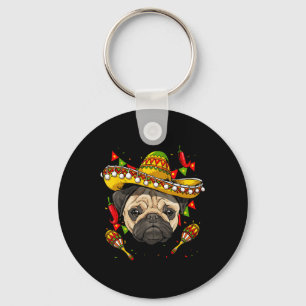Mexiko Cinco De Mayo Mops Hund Liebhaber Haustier  Schlüsselanhänger