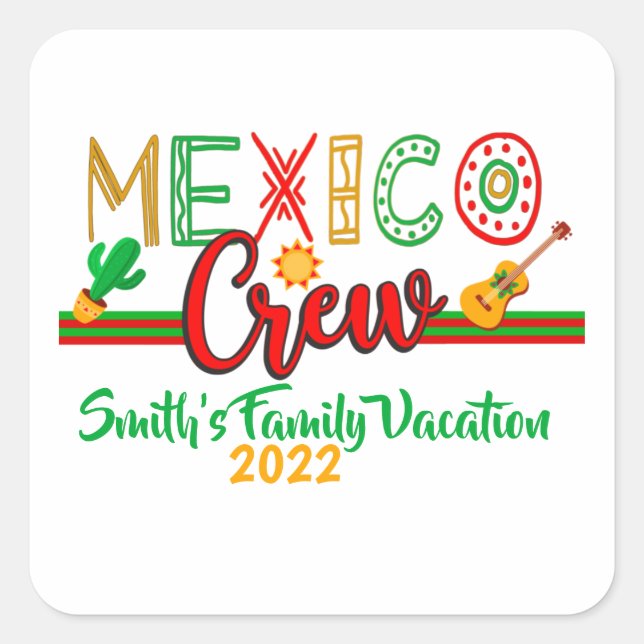 Mexiko Crew Reisen Reisen Urlaub Anpassung  Quadratischer Aufkleber (Vorderseite)