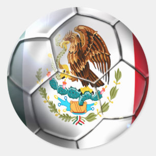 Mexiko el Tri Fußball mexikanische Flagge Fanggerä Runder Aufkleber