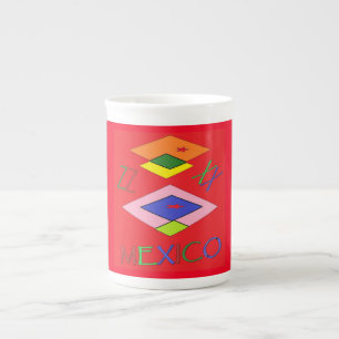 MEXIKO Ethno Muster und Farbe rot Prozellantasse